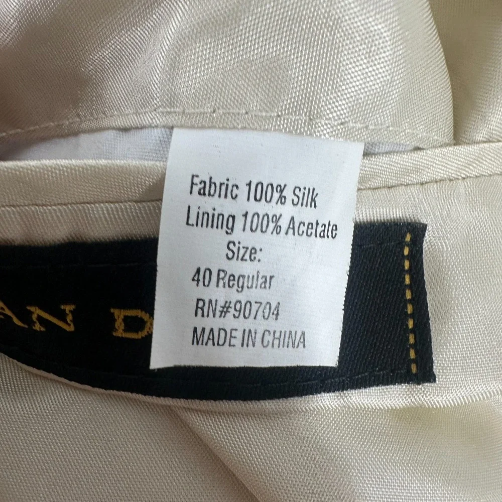 Nathan David Lapel Notch Single‎ Breasted Silk Sport Coat Blazer Beige Size 40 R